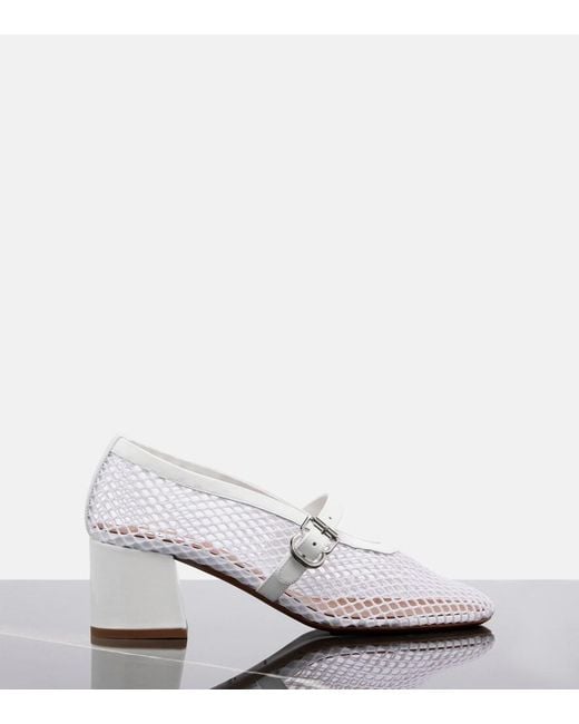 Alaïa White Babies Mesh Mary Jane Pumps