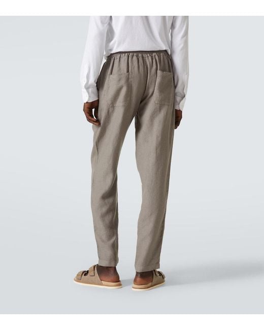 Fedeli Gray Bonifacio Linen Tapered Pants for men