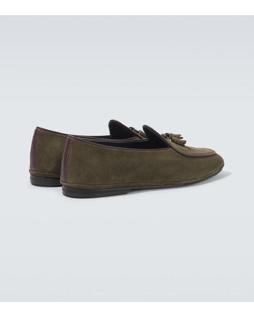 Rubinacci Green Marphy Suede Loafers for men