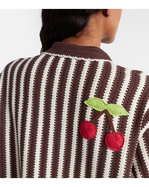 ALÉMAIS Brown Sundae Crochet Embroidered Cotton Kaftan
