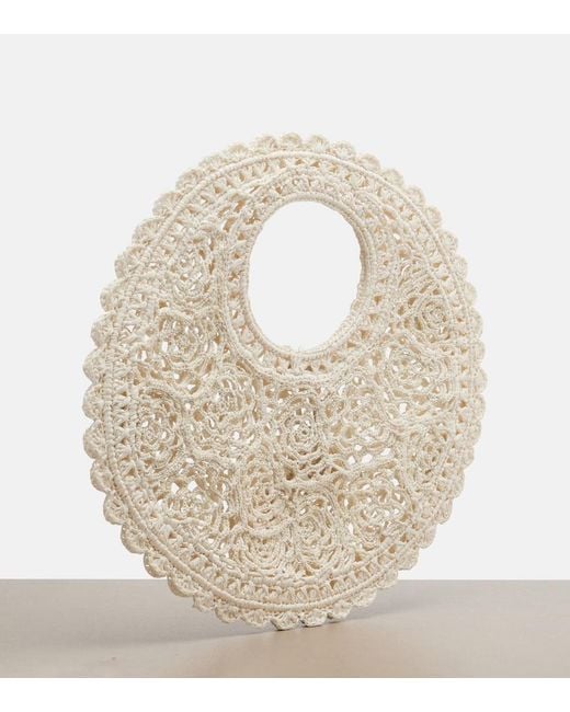 Jacquemus White Spiaggia Small Crochet Top-Handle Bag