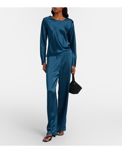 Leset Blue Barb Satin Top