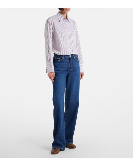 AG Jeans Blue New Baggy Mid-Rise Wide-Leg Jeans