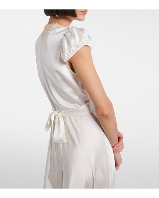 Doen White Midikleid Coraline Aus Seide Mit Spitze