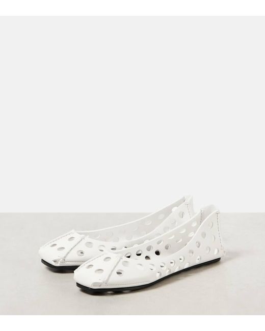 Alaïa White Perforated Ballet Flats