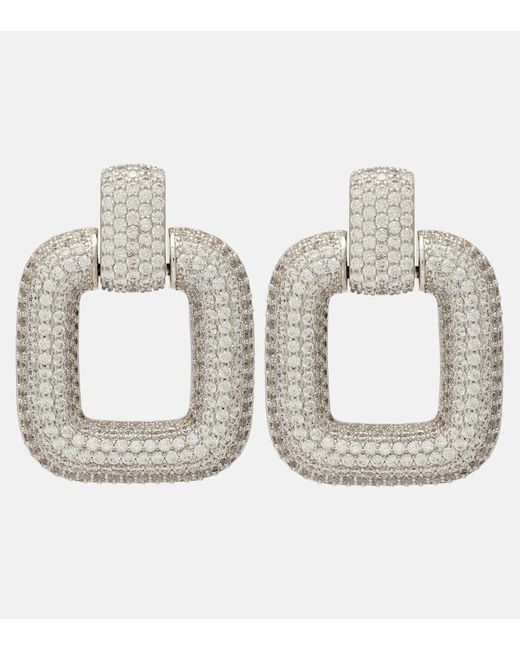 Self-Portrait Metallic Crystal-Embellished Drop Earrings