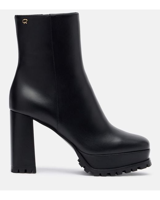 Gianvito Rossi Black Leather Platform Ankle Boots