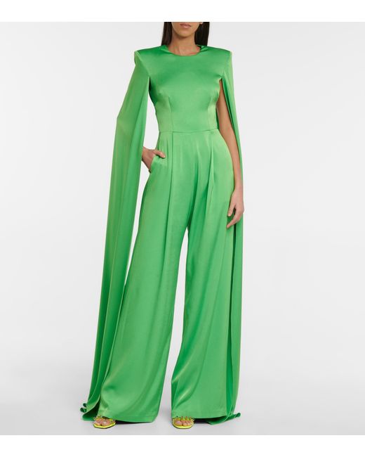 Alex Perry Satin Mono Elodie De Crepé De Satén in Green Womens Clothing Jumpsuits and rompers Playsuits 