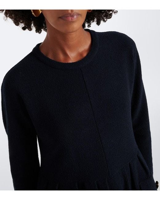 Max Mara Black Wool And Cotton-Blend Midi Dress