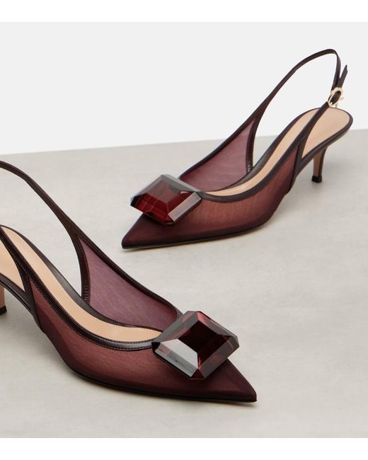 Gianvito Rossi Brown Slingback-Pumps 55 Aus Mesh Und Leder