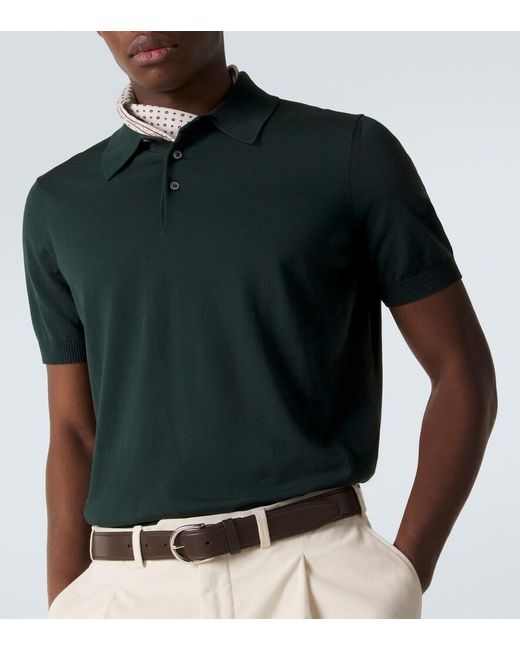 Dunhill Green Cotton And Silk Polo Shirt for men
