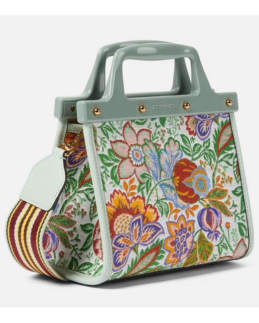 Etro Green Bestickte Tote Love Trotter Small