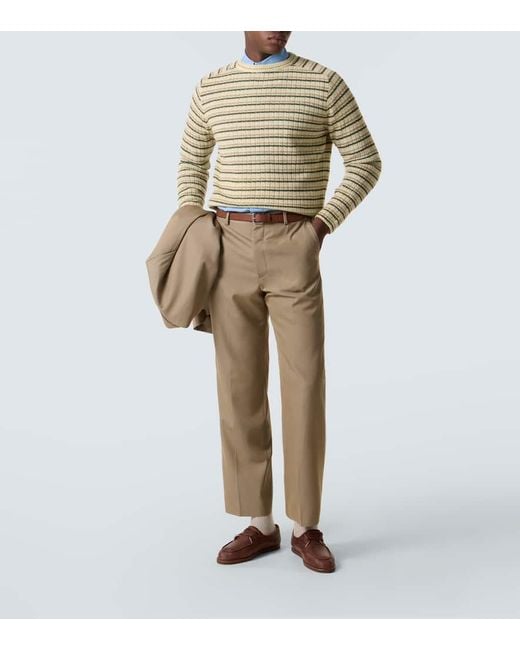 Auralee Natural Striped Wool And Cashmere Sweater for men