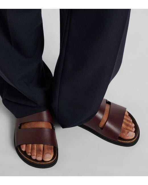 The Row Brown Band Leather Slides