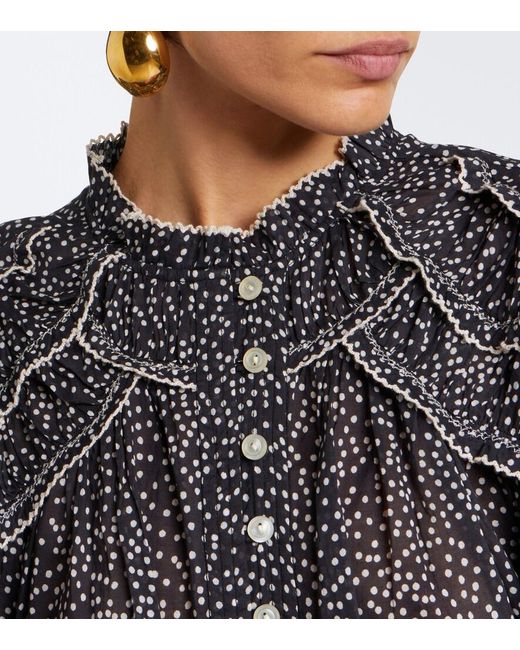 Isabel Marant Black Christa Polka-Dot Cotton Blouse