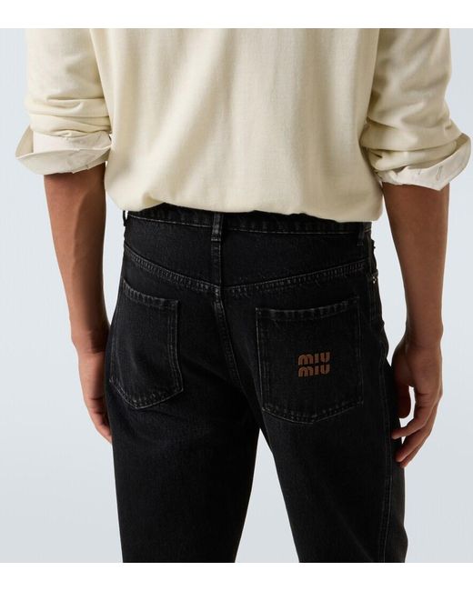 Miu Miu Blue Mid-Rise Straight Jeans for men