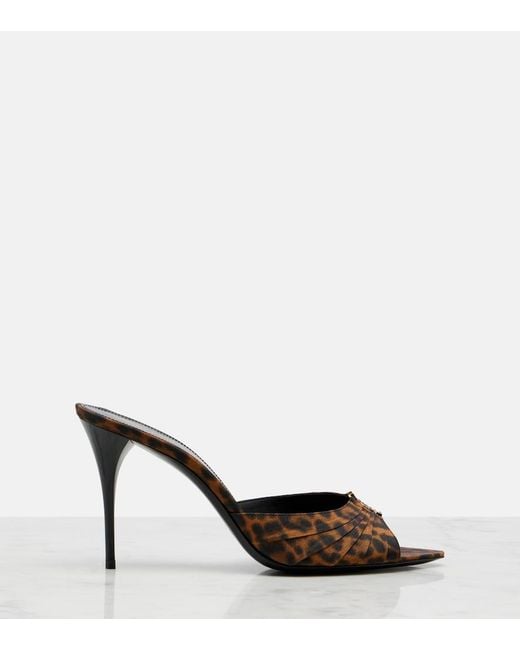 Saint Laurent Brown Babylone Cassandre Grosgrain Mules