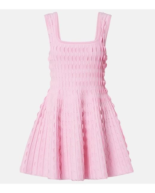 Jonathan Simkhai Pink Vanna Knitted Scalloped Minidress