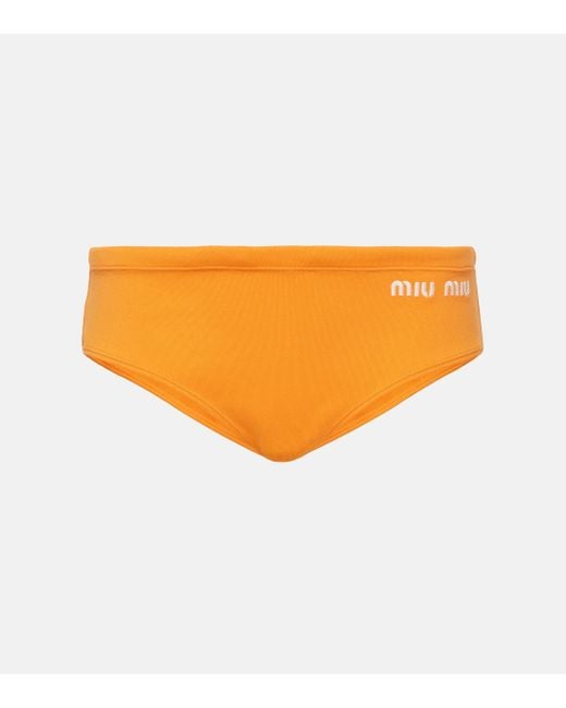 Miu Miu Orange Logo Bikini Bottoms