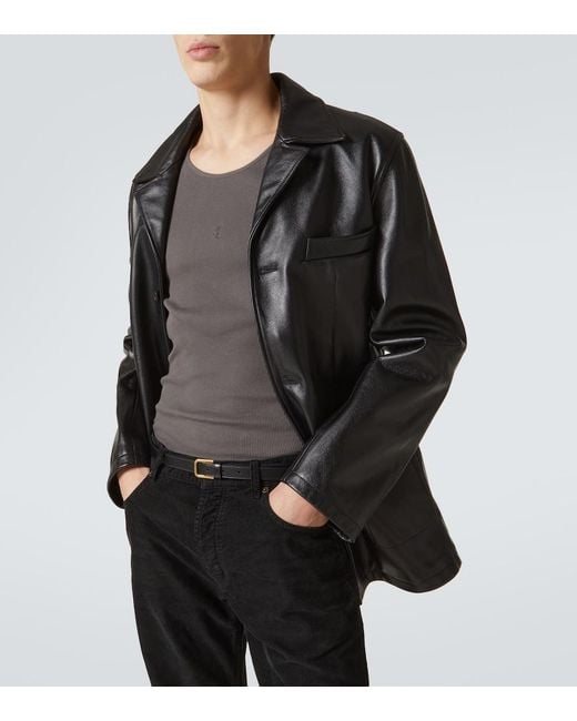 Saint Laurent Black Leather Belt for men