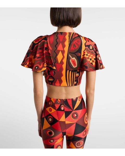 Emilio Pucci Red Kwango Jersey Satin Crop Top