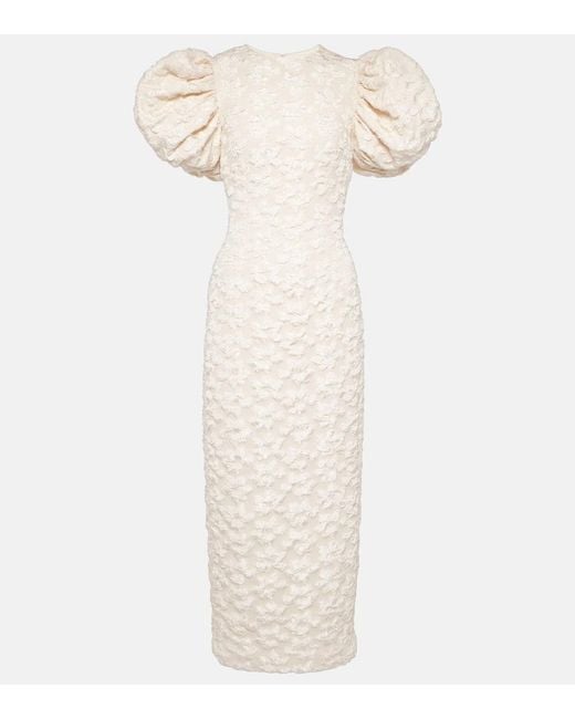 ROTATE BIRGER CHRISTENSEN White Patterned-jacquard Midi Bridal Dress