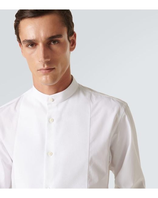 Loro Piana White Cotton Tuxedo Shirt for men