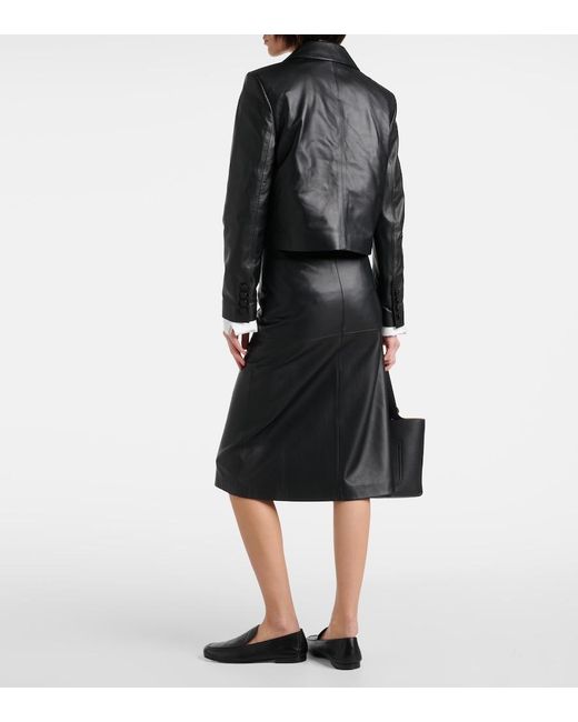Joseph Black Cropped Leather Jacket