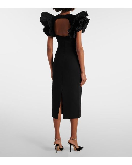 Rebecca Vallance Black Ella Puff-Sleeve Midi Dress