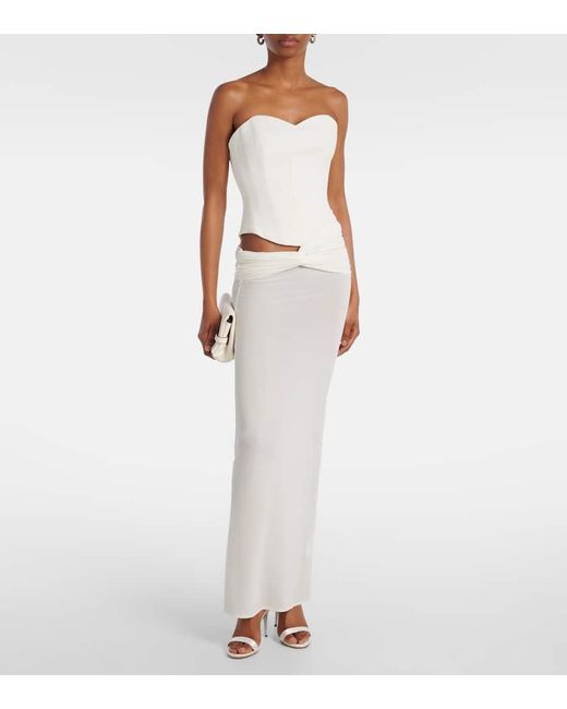 Vestido Con Corse De Crepe Drapeado Alex Perry de color White