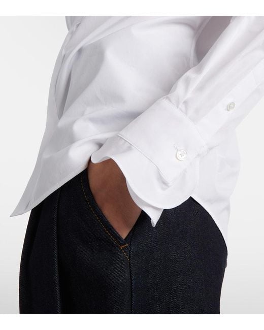 Ralph Lauren White Ruffled Cotton Poplin Shirt