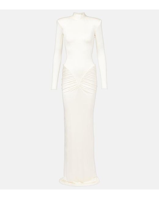 The New Arrivals Ilkyaz Ozel White Darja Ruched Gown