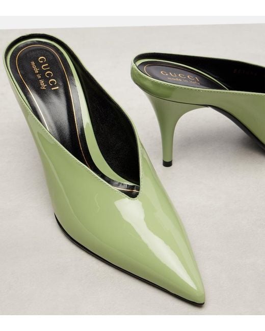 Gucci Green Mules 97 85 Aus Lackleder