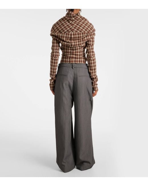 Acne Gray Plave Pinstripe Wide-Leg Pants