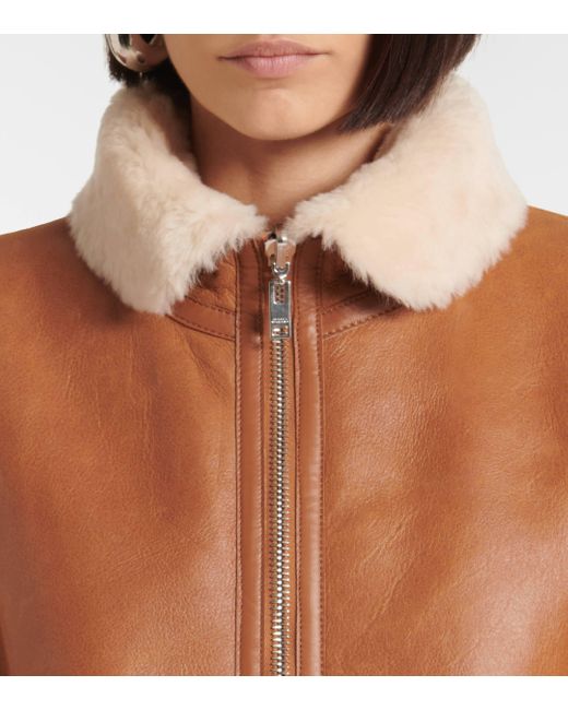 Isabel Marant Brown Edwina Shearling-Trimmed Leather Vest