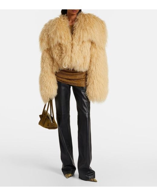 The Attico Natural Cropped Shearling Jacket