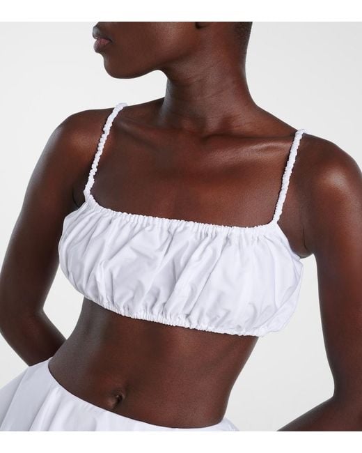 Alaïa White Ruched Cotton Bra Top