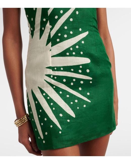Cala De La Cruz Green Carla Printed Linen Minidress