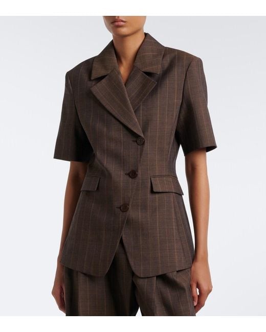 Ganni Brown Striped Wool Blazer