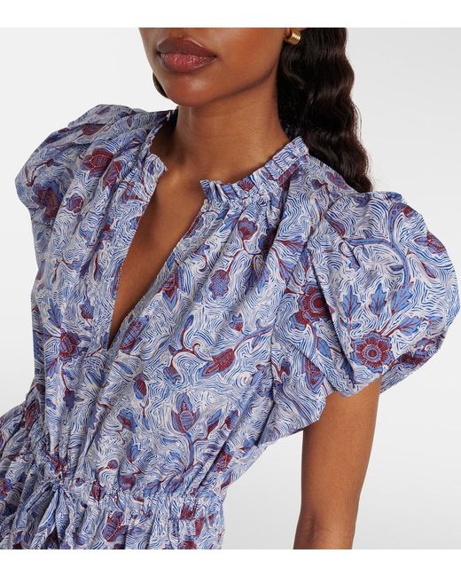 Ulla Johnson Blue Izel Floral Cotton Minidress