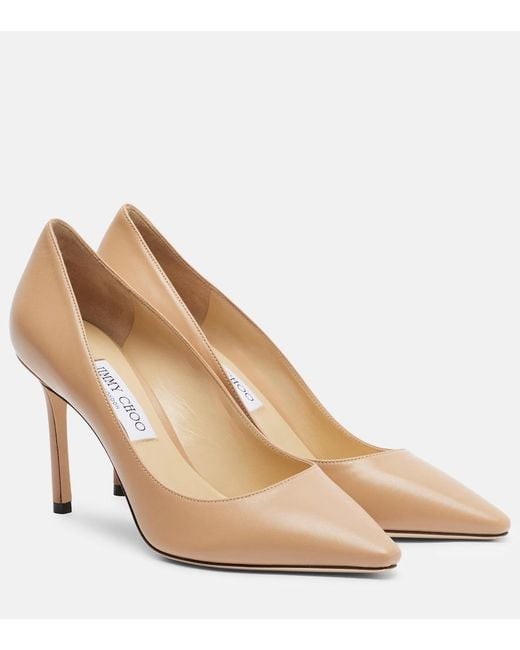 Jimmy Choo Natural Romy Leather Pumps