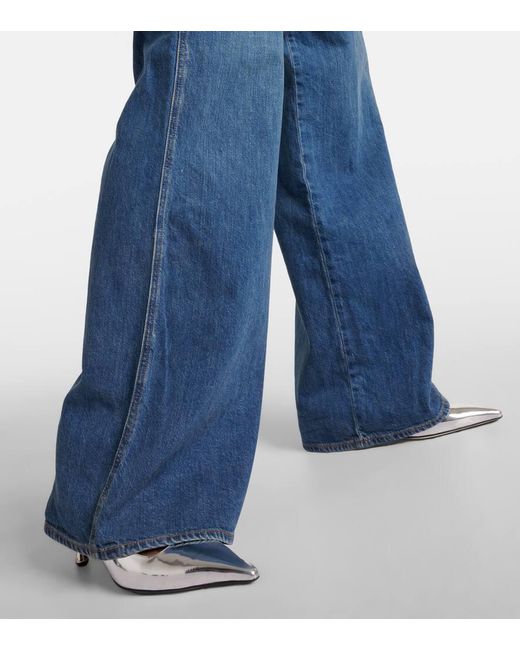 Veronica Beard Blue Mid-Rise Wide-Leg Jeans Mia