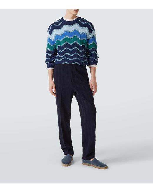 Pantalones Zigag En Mezcla De Algodon Missoni de hombre de color Blue