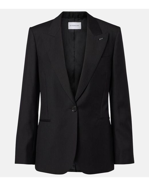 Givenchy Black Chalk Stripe Wool Blazer