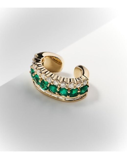Anita Ko Blue Lola 18Kt Ear Cuff With Emeralds And Diamonds