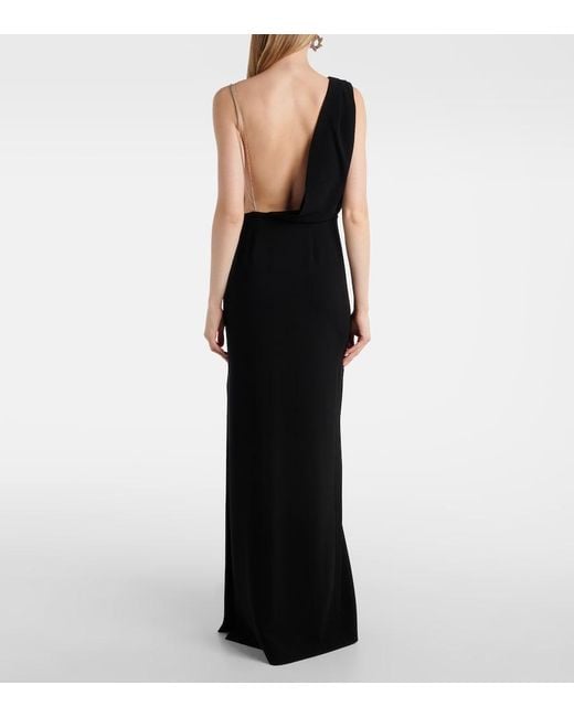 Max Mara Black Pentola Asymmetric Maxi Dress