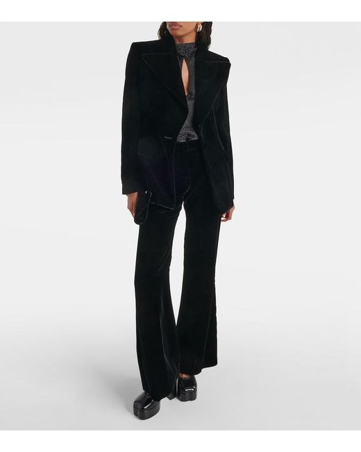 Nina Ricci Blue Velvet Bootcut Pants