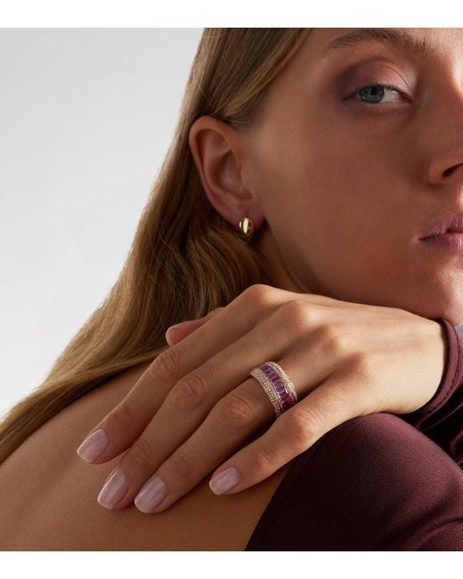 SHAY Pink 18Kt Rose Ring With Sapphire And Diamonds