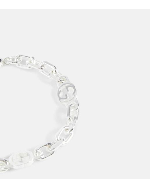 Gucci White Interlocking G Sterling Bracelet