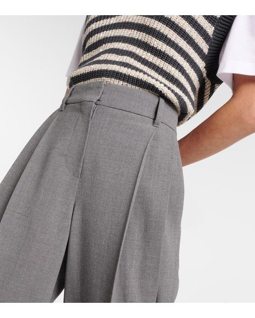 Pantaloni a gamba larga in lana di Brunello Cucinelli in Gray